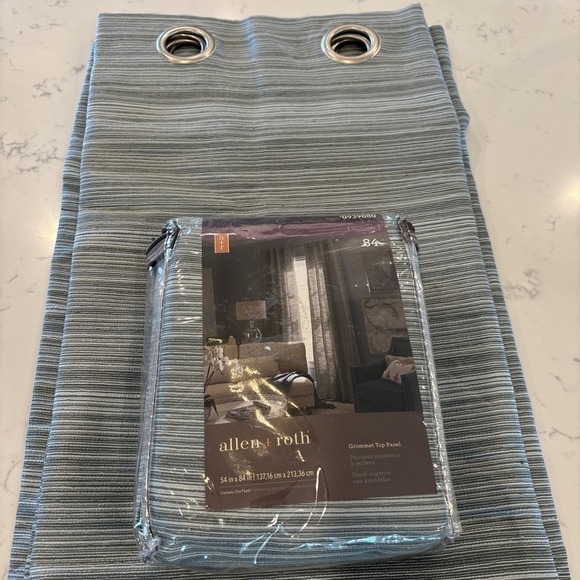 Allen & Roth Window Curtain Grommet Top 2 Panels Teal Stripe 54"x84 0939080 NEW - Picture 6 of 6